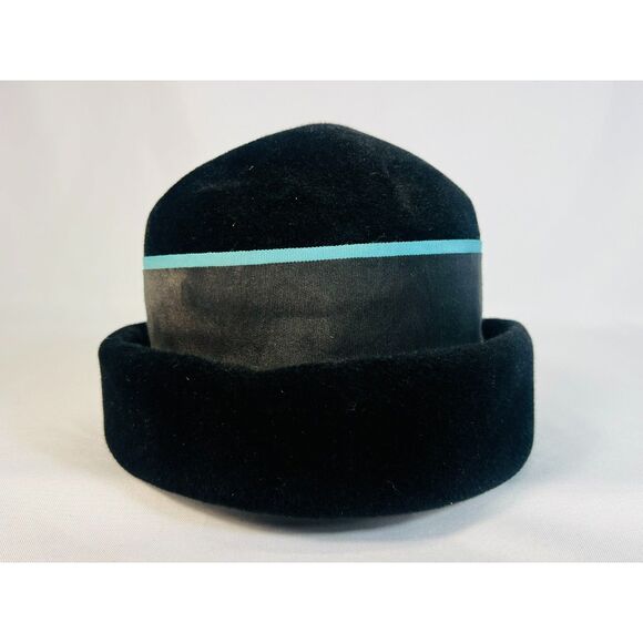 Vintage Union United Hatters Cap & Millinery Workers Black Turquoise Hat - Picture 4 of 7